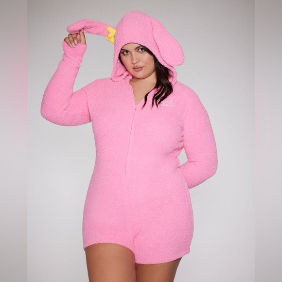 Sanrio my melody fuzzy knit hooded romper nwot